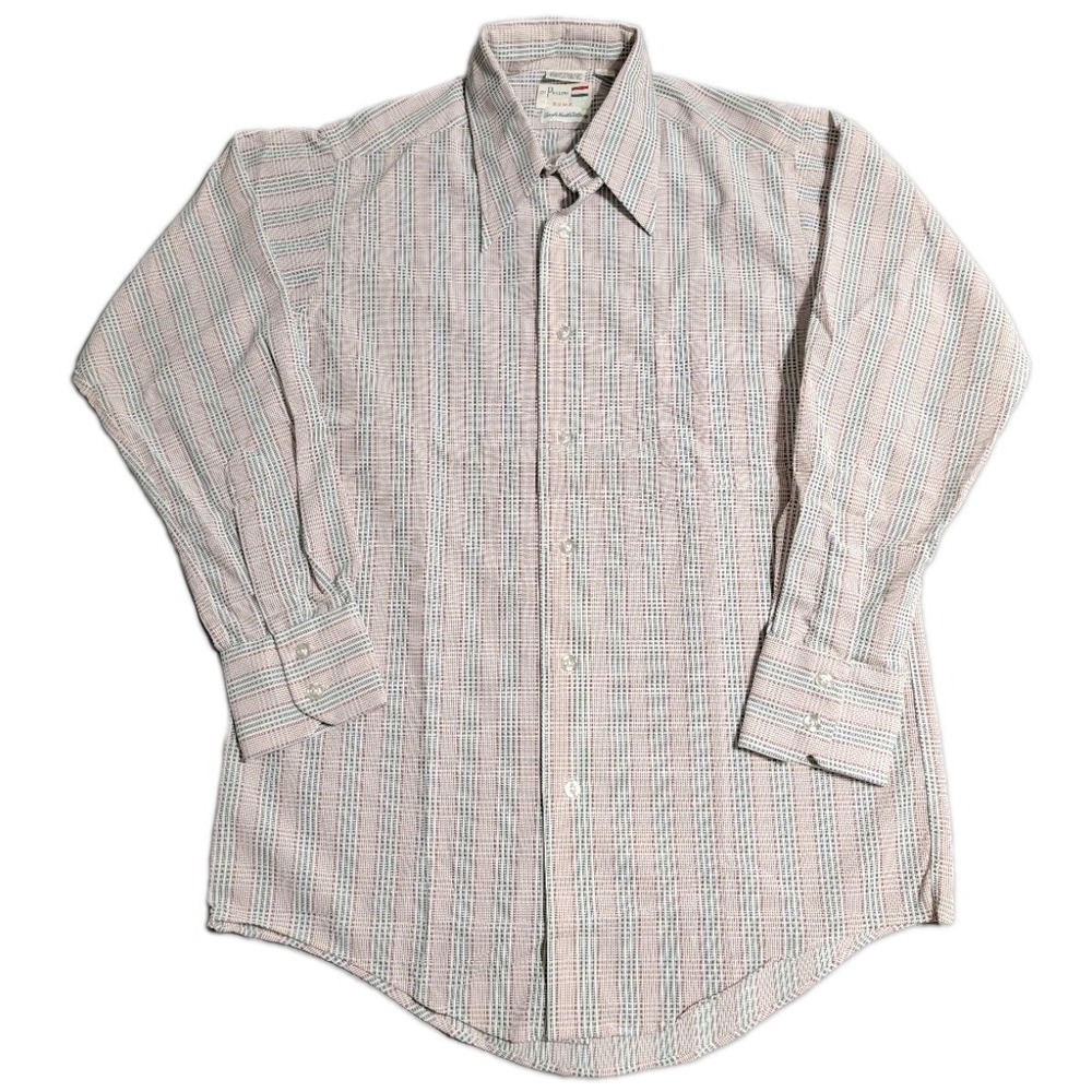 Di Pellini Roma Vintage Dress Shirt Mens 15.5 32 Plaid Long Sleeve NOS